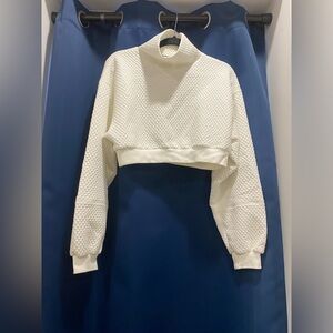 Herve Leger Cropped Mockneck Sweatshirt